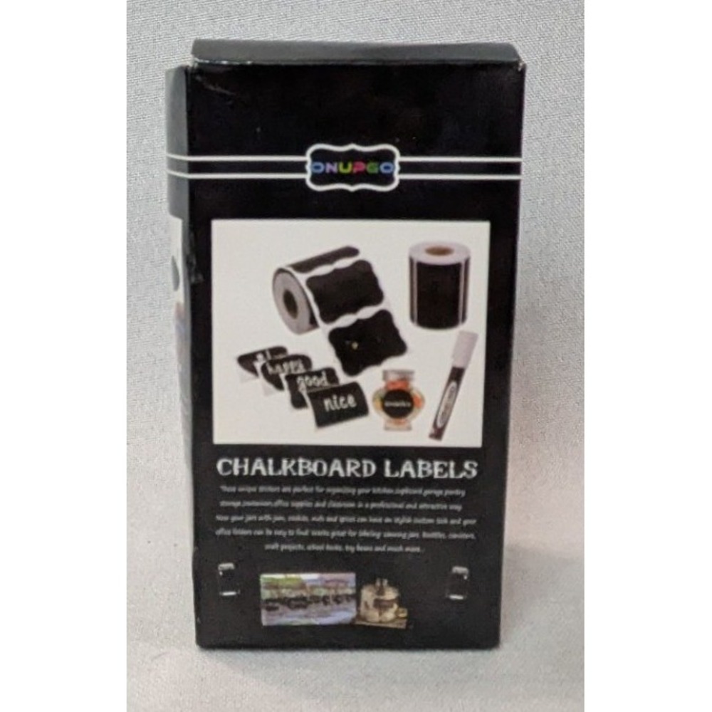 ONUPGO Chalkboard Labels Set Black 160pc Reusable Stickers with White Marker